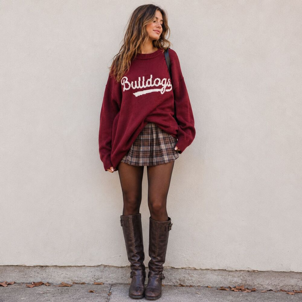 Collegiate Alabama College Bulldogs Football Cotton Blend Hillflint Knit Sweater